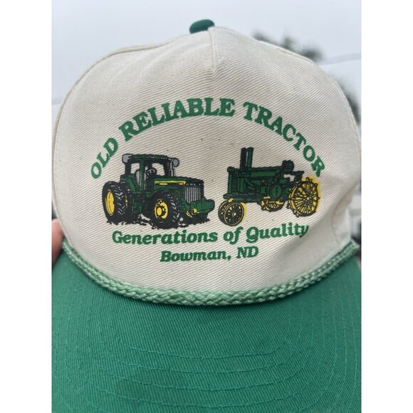 Vintage 80s Old Reliable Tractor Bowman North Dakota green canvas trucker hat - Picture 11 of 11